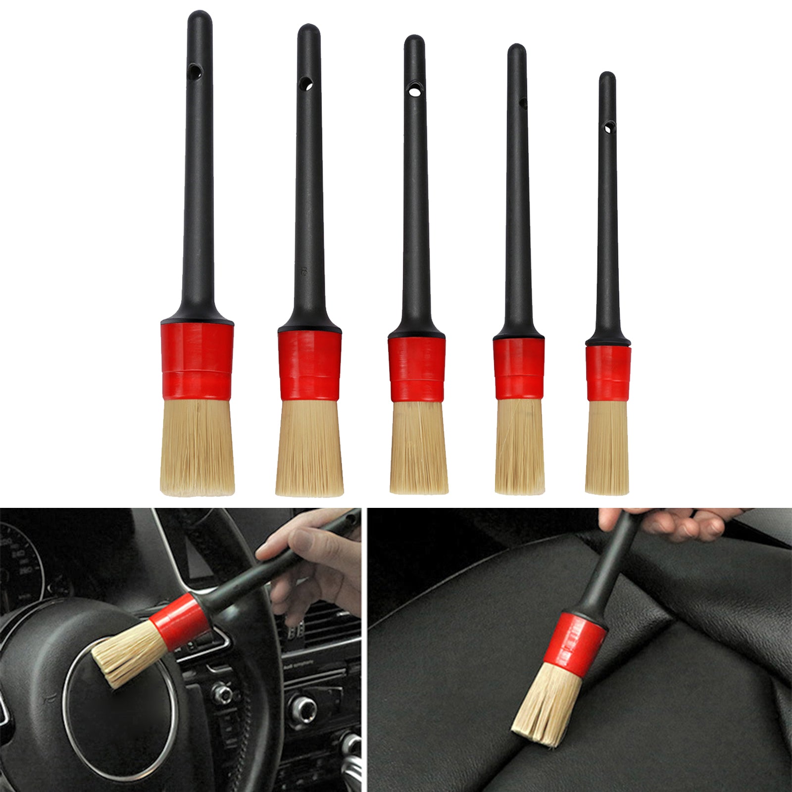 5Pieces Car Detailing Cleaning Brush Set for Cleaning Wheels Tire Brush