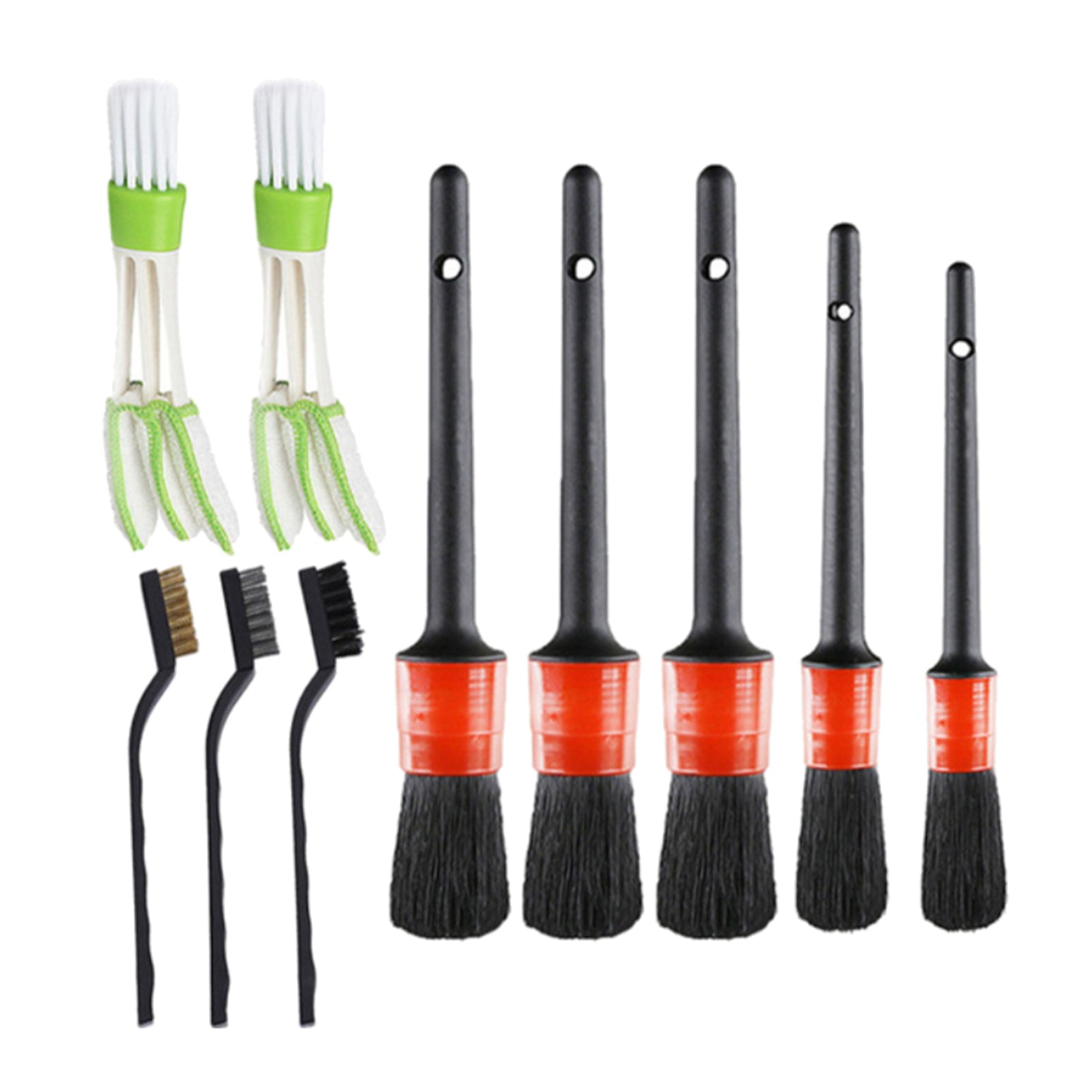 10pcs Car Cleaning Brush Set w/ Wire Brush Automotive Air Conditioner Brush