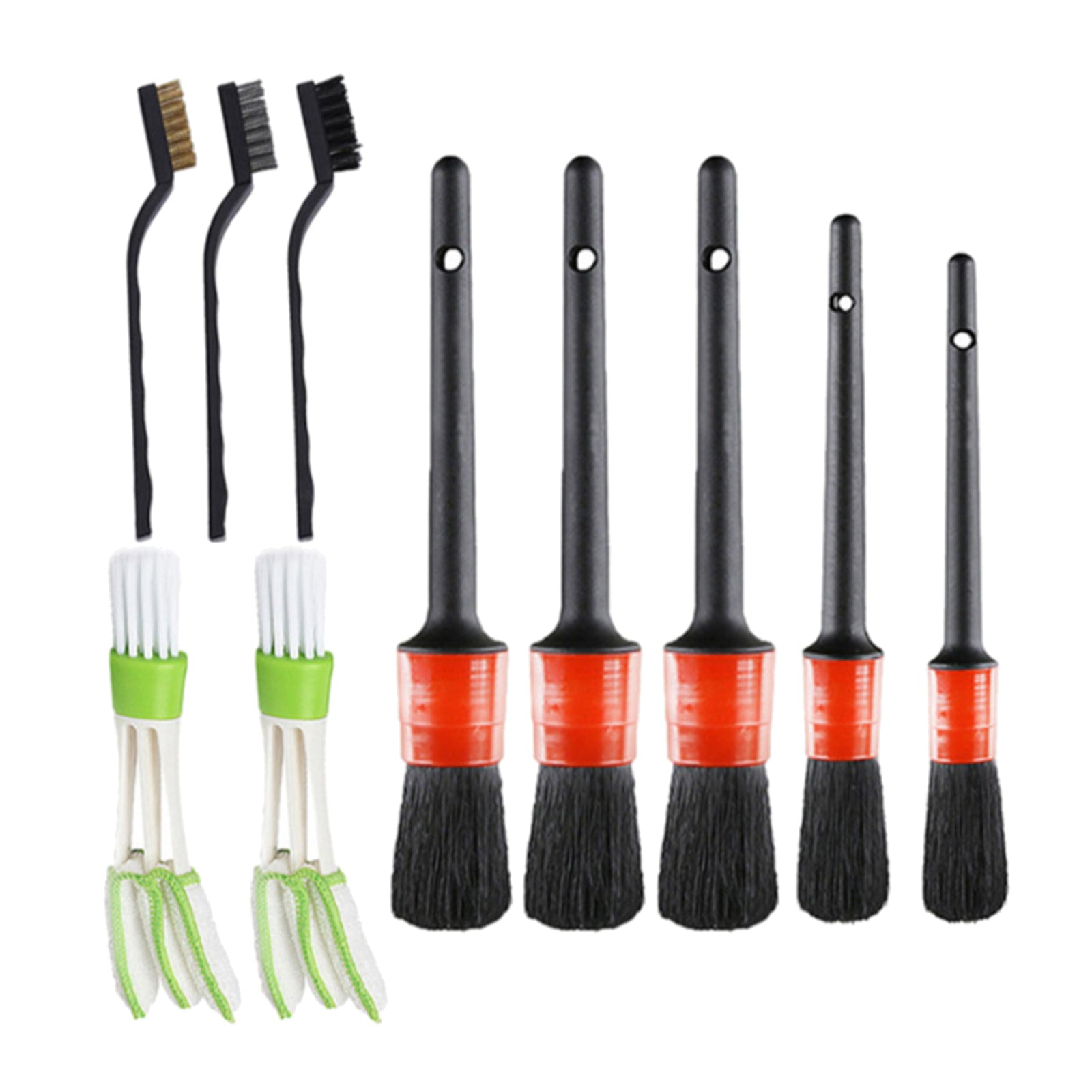 10pcs Car Cleaning Brush Set w/ Wire Brush Automotive Air Conditioner Brush