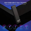 500GB SSD External Portable Storage USB 3.1 Gen-1 USB-C Compatible black