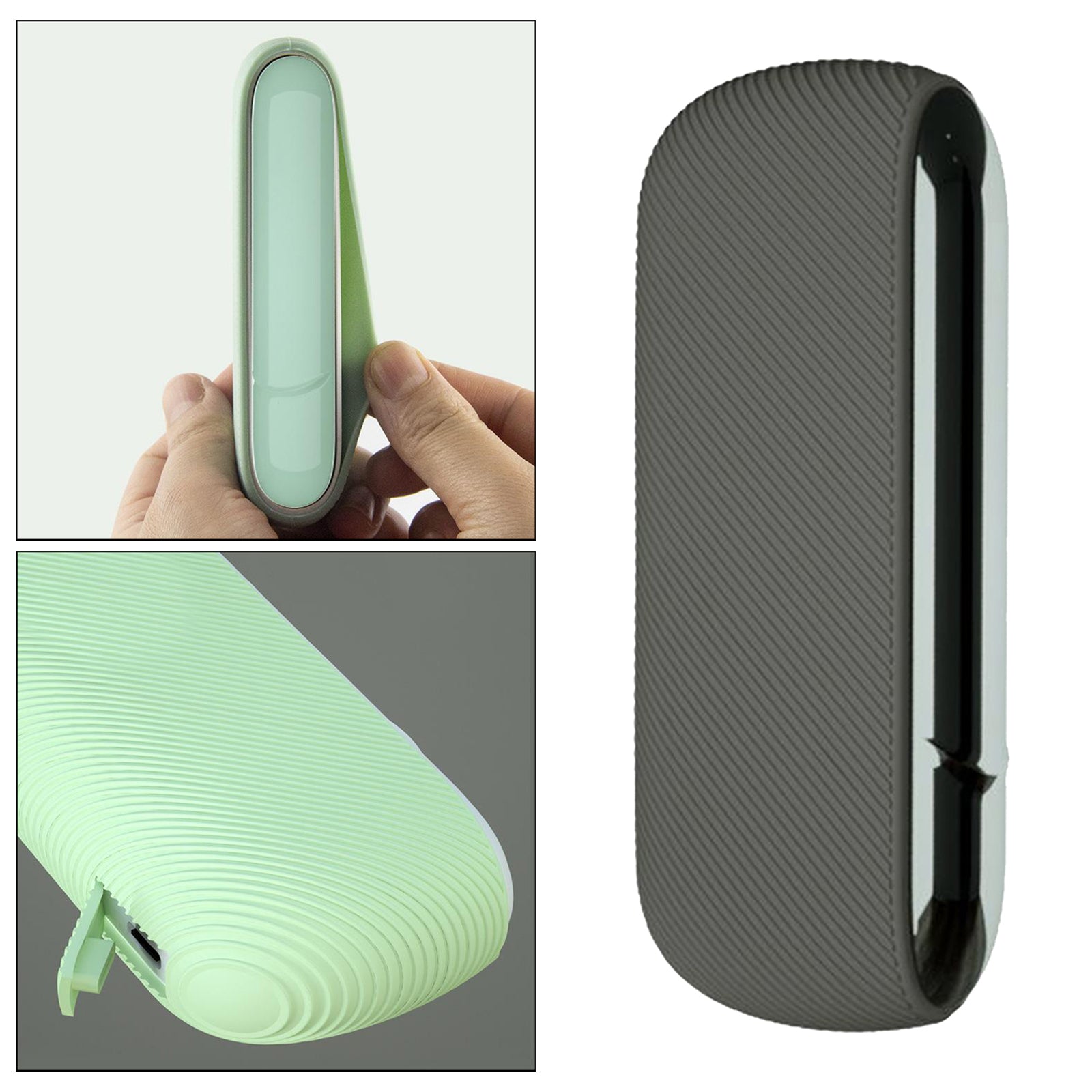 Twill Silicone Cover Full Protective Case Pouch for IQOS 3.0 Gray and Silver