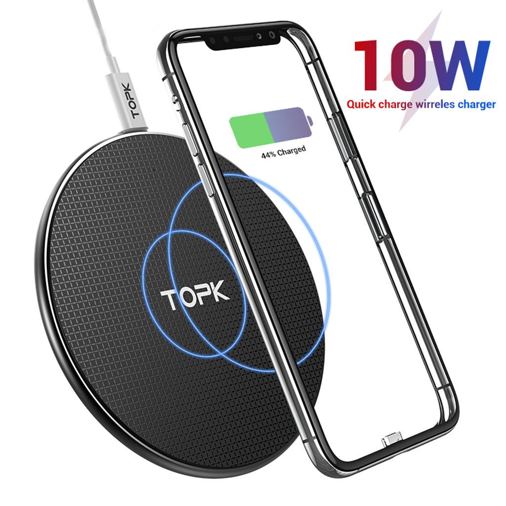 Wireless Charger Fast Qi Charging Pad for iphone Samsung No AC Adapter Black