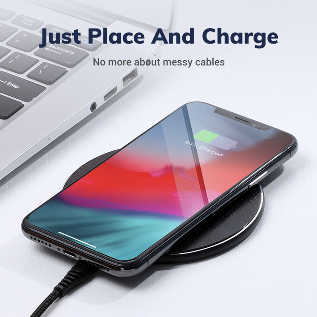 Wireless Charger Fast Qi Charging Pad for iphone Samsung No AC Adapter Black