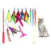 Feather Interactive Teaser Wand Toys with 8 Refills for Cats Birds Training