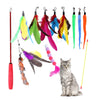 Feather Interactive Teaser Wand Toys with 8 Refills for Cats Birds Training