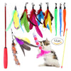 Feather Interactive Teaser Wand Toys with 8 Refills for Cats Birds Training