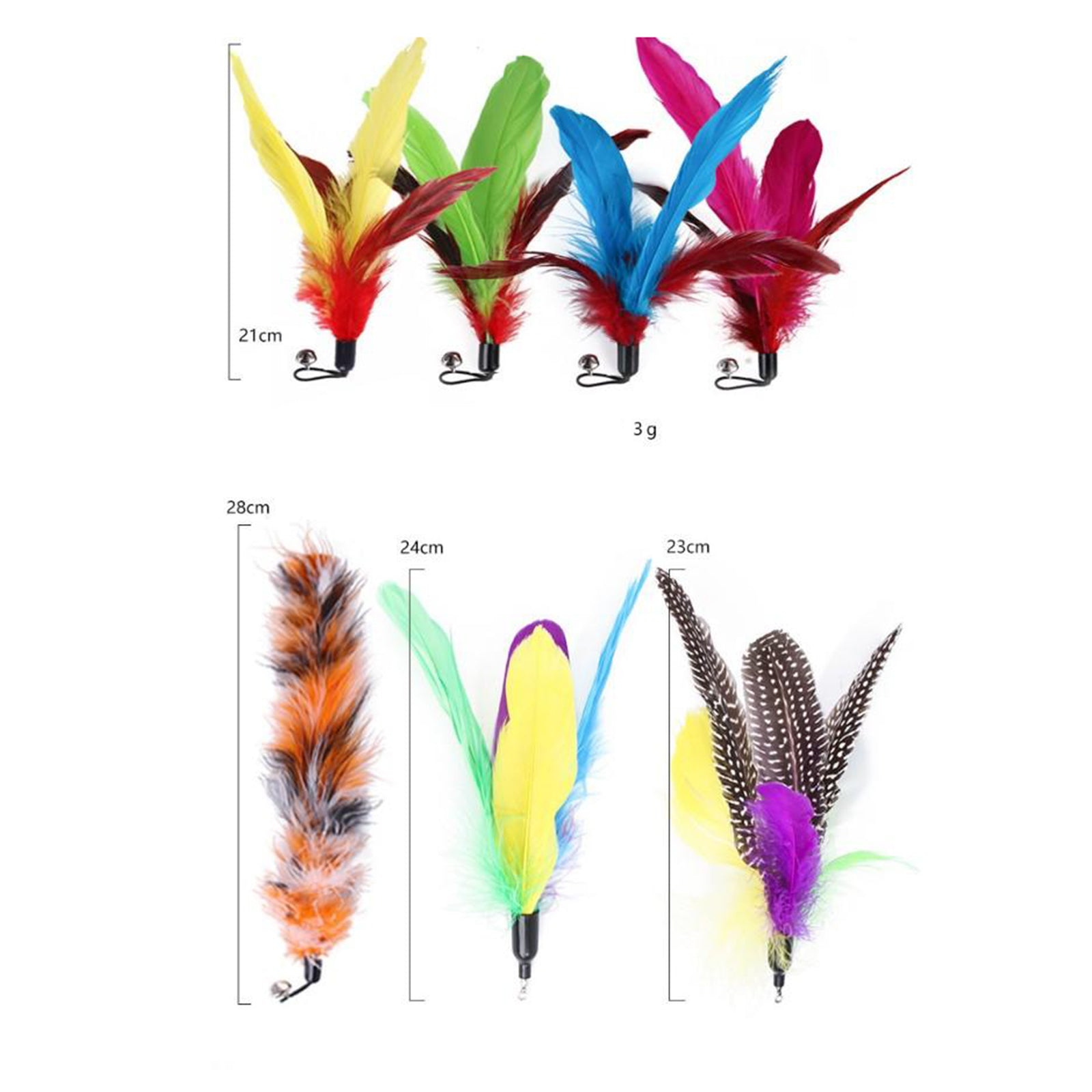 Feather Interactive Teaser Wand Toys with 8 Refills for Cats Birds Training