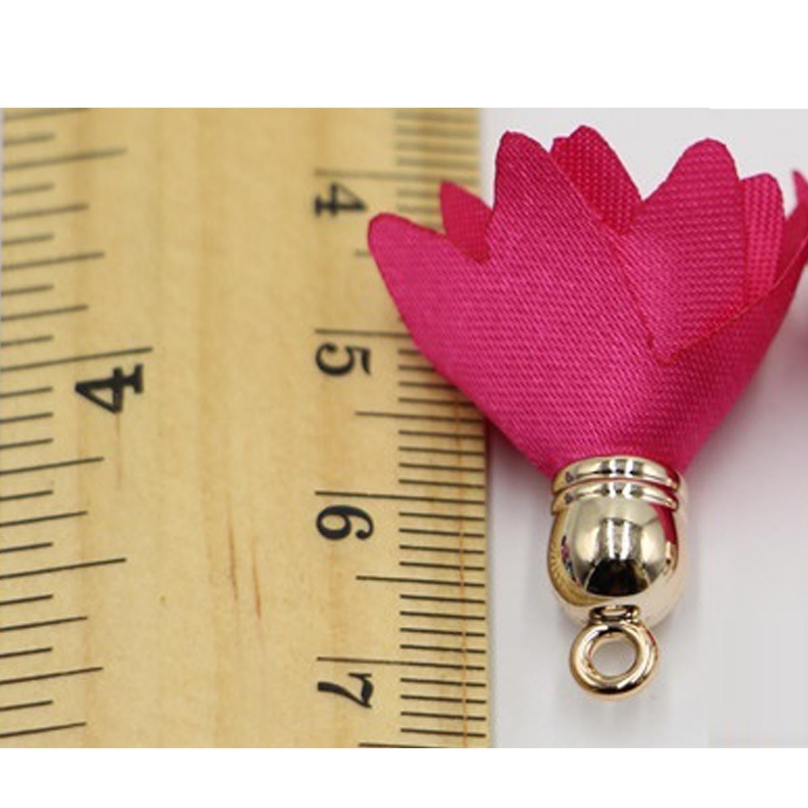 100x Chiffon Flower Pendant Fabric Petal Tassel For Necklace Key Chain