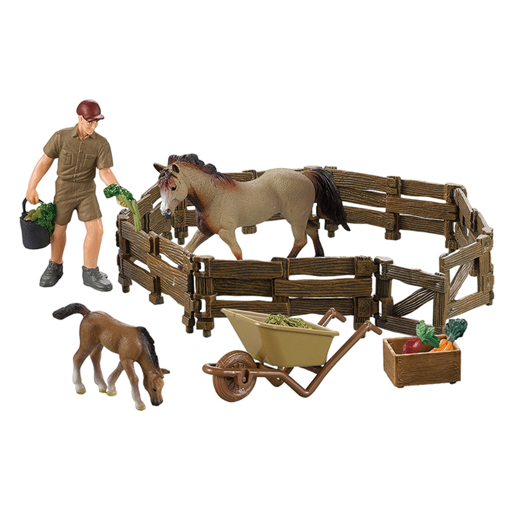 Horse Figurine Animal Model Action Figurine Horse Shed Scene Toy A