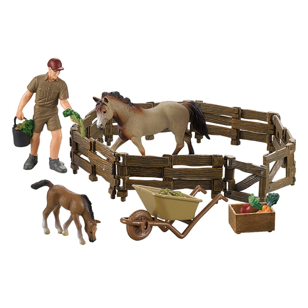 Horse Figurine Animal Model Action Figurine Horse Shed Scene Toy A