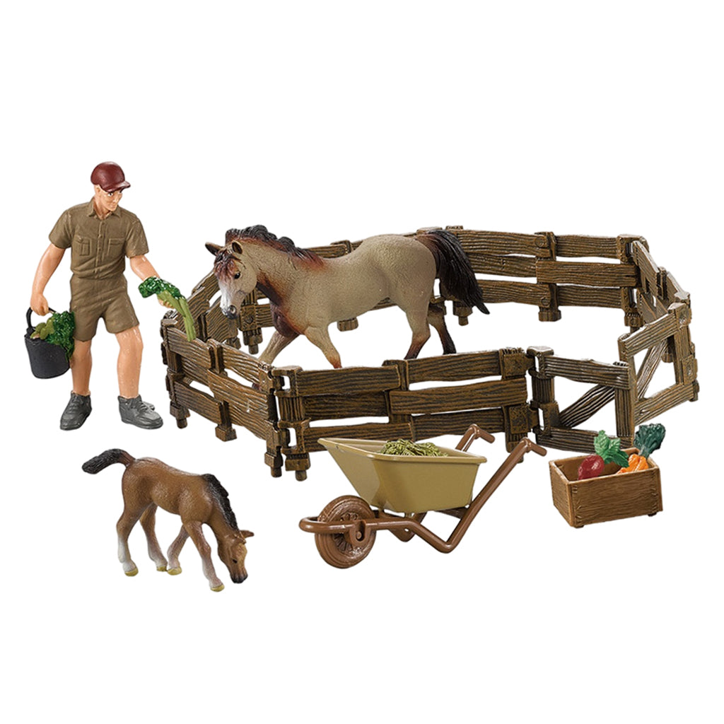 Horse Figurine Animal Model Action Figurine Horse Shed Scene Toy A