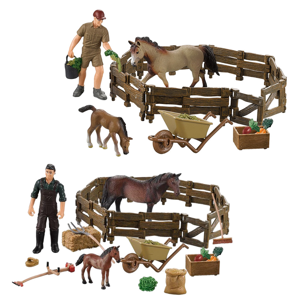 Horse Figurine Animal Model Action Figurine Horse Shed Scene Toy A