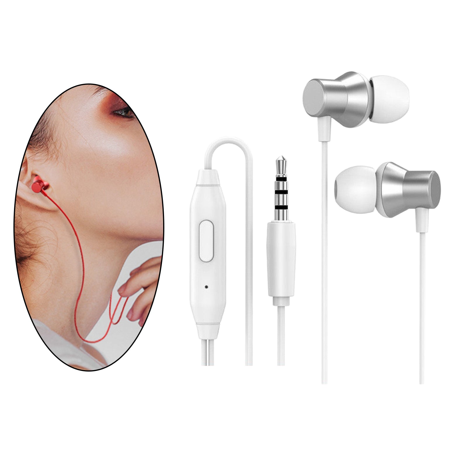 Earphones Headphones with Microphone Tangle Free 3.5mm for Smartphones white