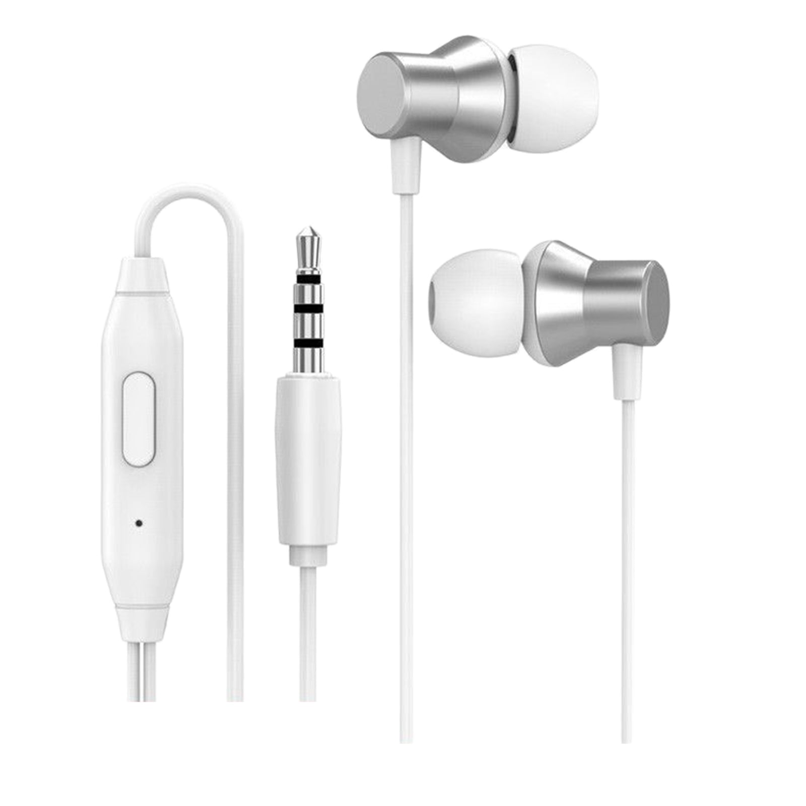 Earphones Headphones with Microphone Tangle Free 3.5mm for Smartphones white