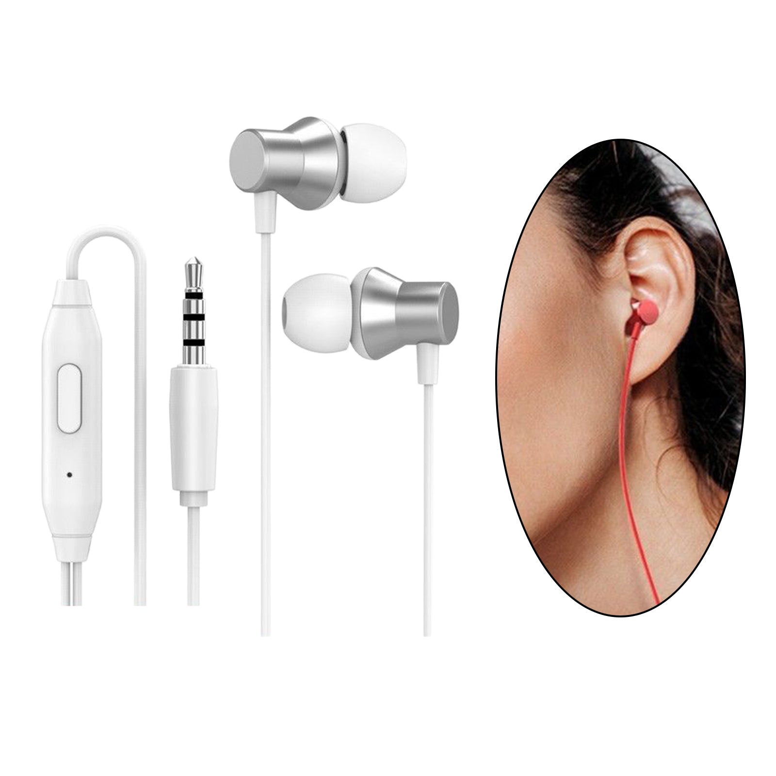 Earphones Headphones with Microphone Tangle Free 3.5mm for Smartphones white