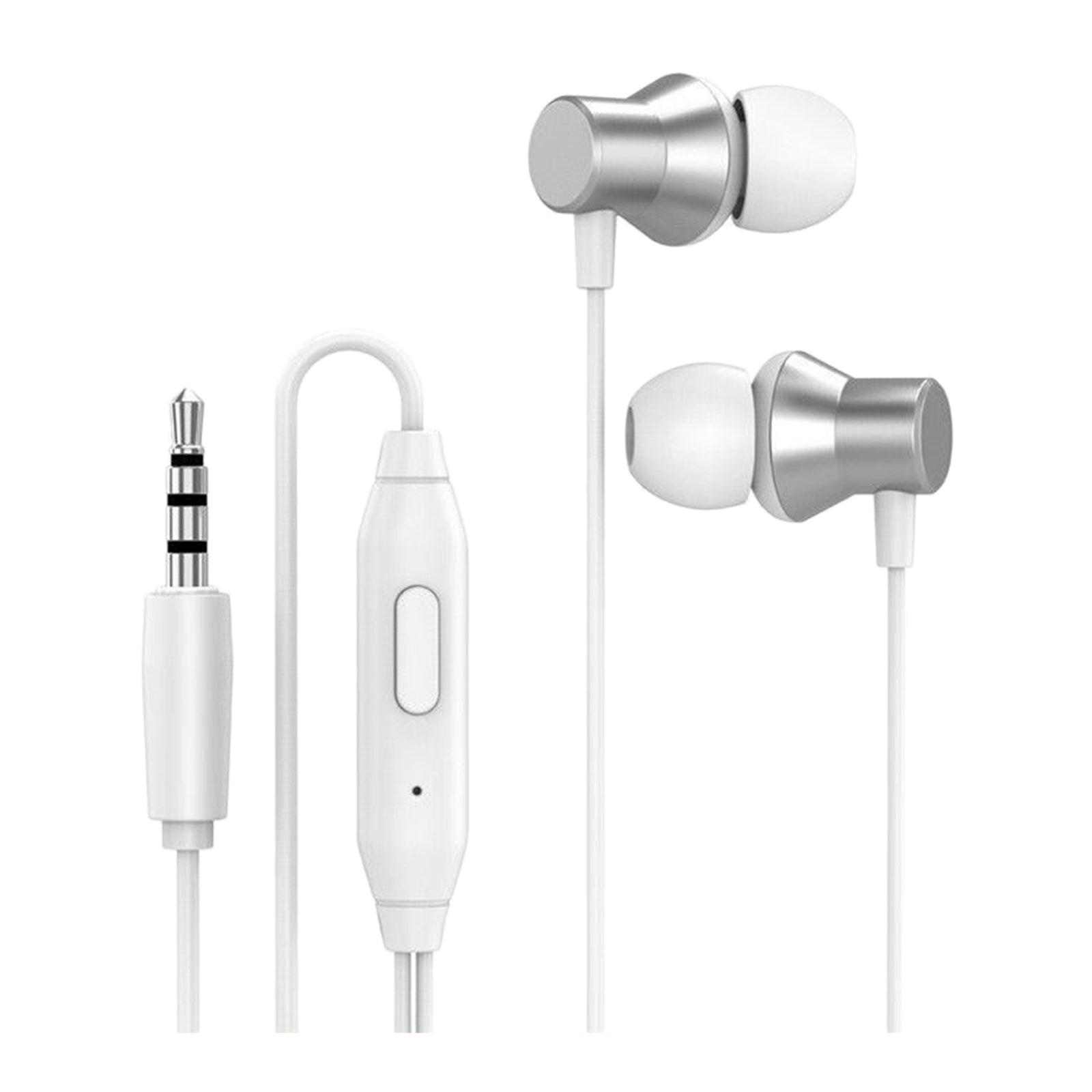 Earphones Headphones with Microphone Tangle Free 3.5mm for Smartphones white