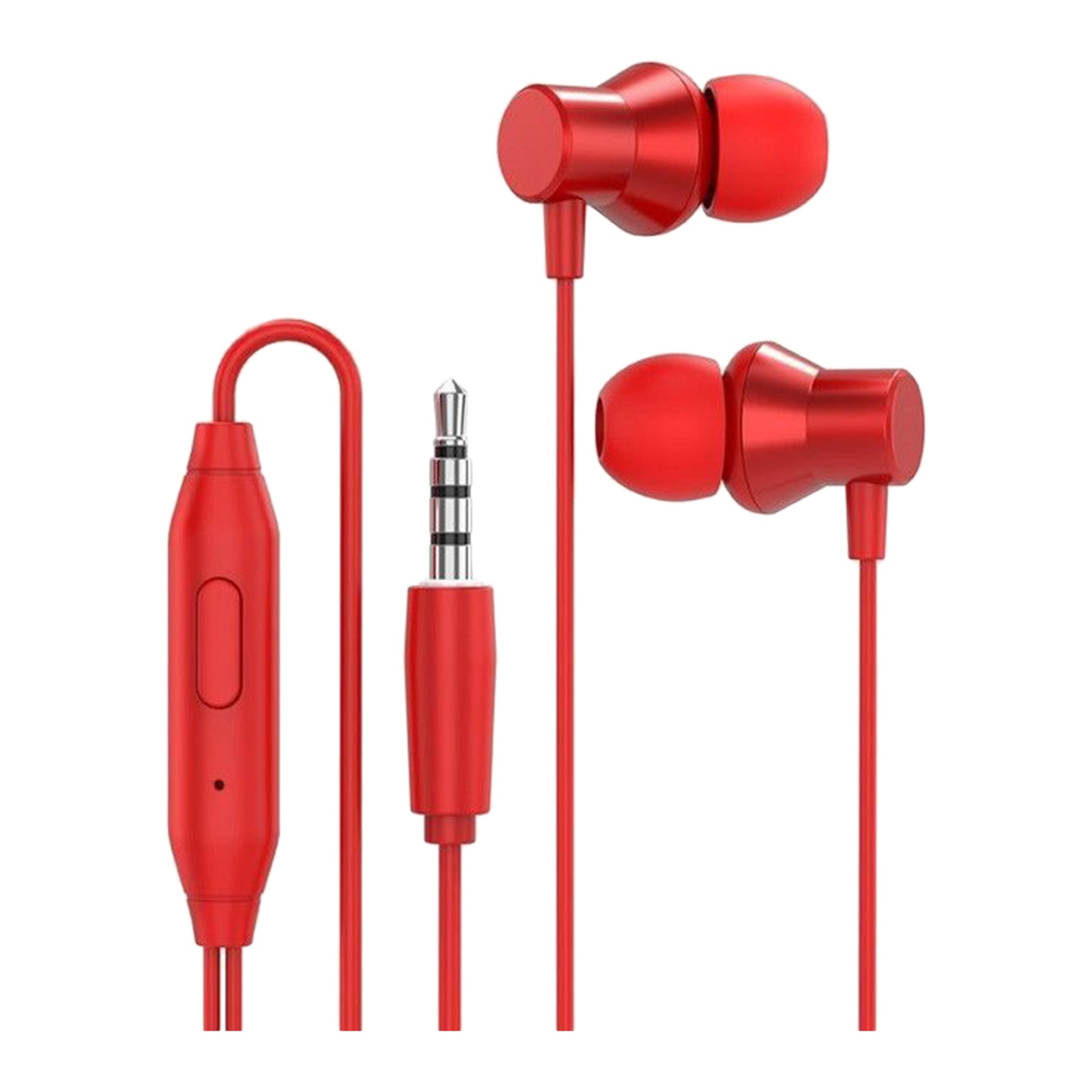 Earphones Headphones with Microphone Tangle Free 3.5mm for Smartphones red