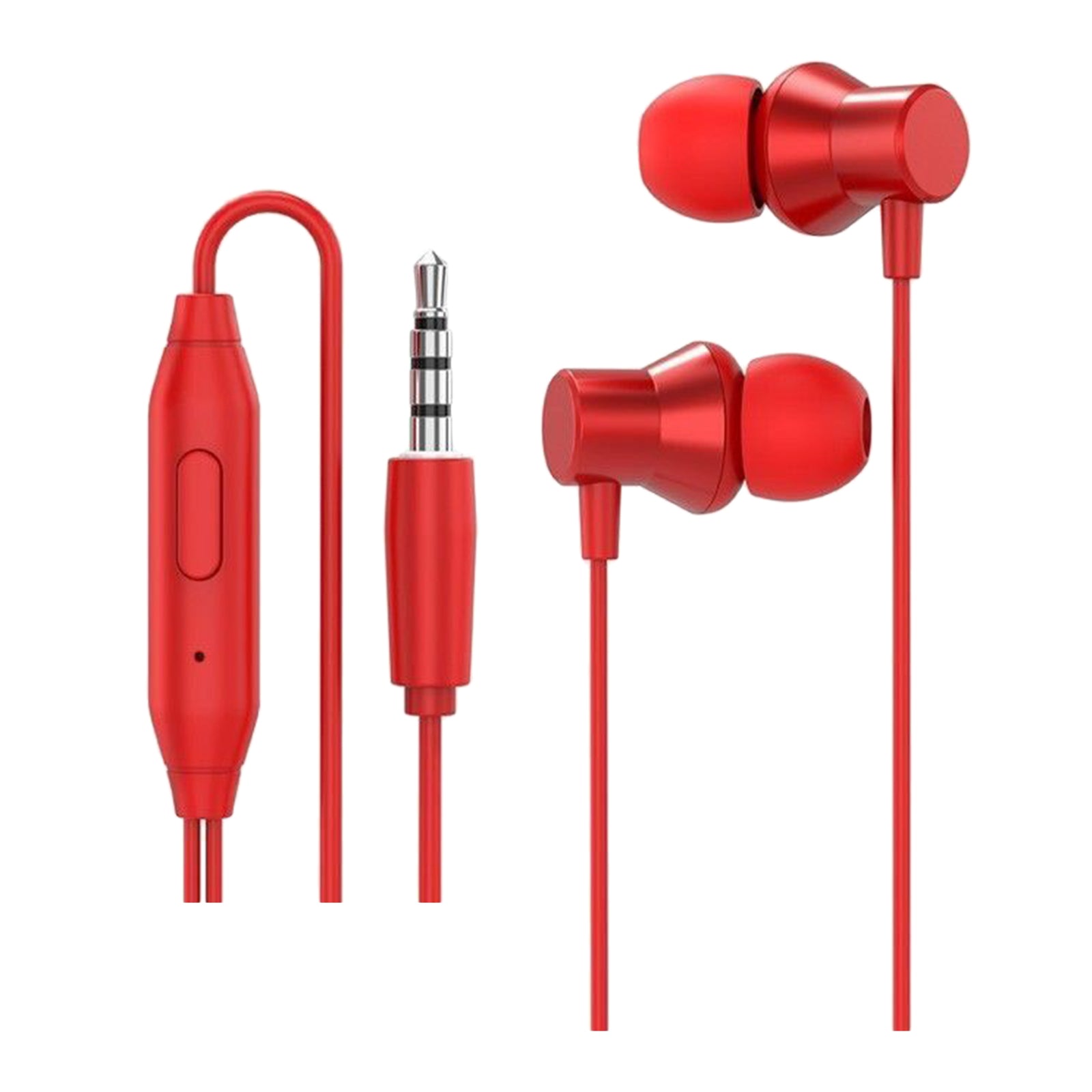 Earphones Headphones with Microphone Tangle Free 3.5mm for Smartphones red