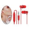 Earphones Headphones with Microphone Tangle Free 3.5mm for Smartphones red