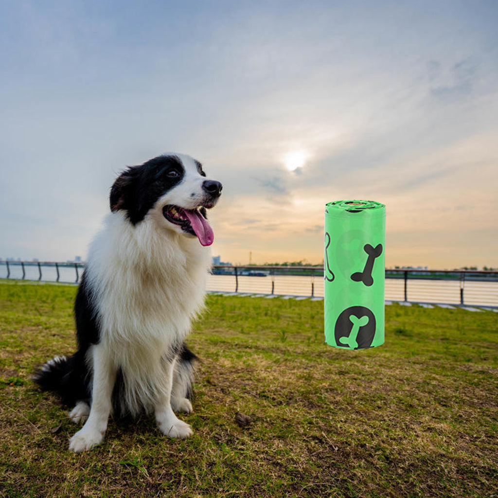 High Quality Biodegradable Dog Poop Waste Bags with Dispenser Green 8Roll