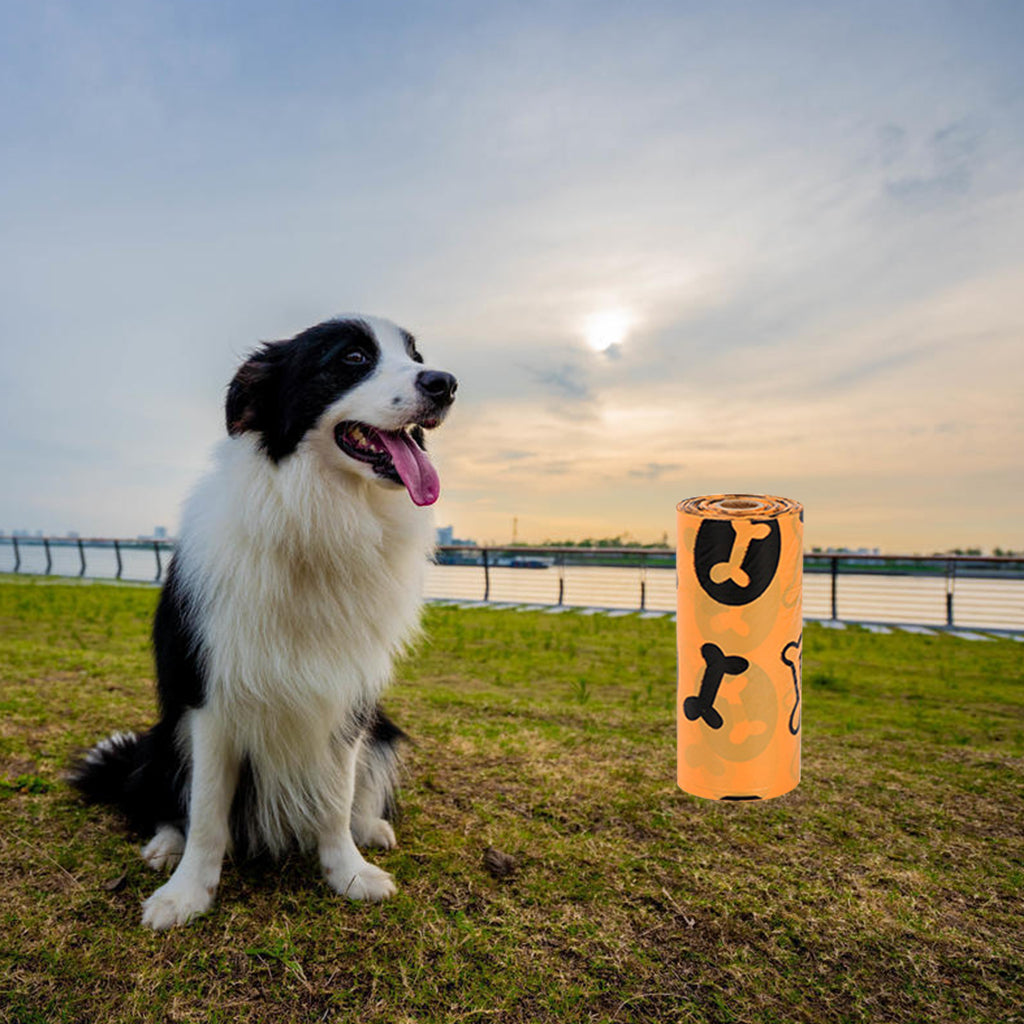 High Quality Biodegradable Dog Poop Waste Bags with Dispenser Orange 8Roll