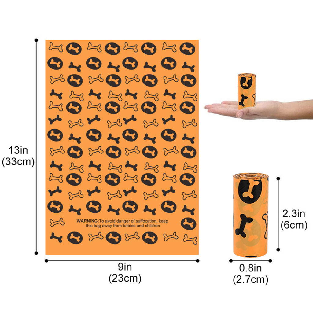 High Quality Biodegradable Dog Poop Waste Bags with Dispenser Orange 8Roll