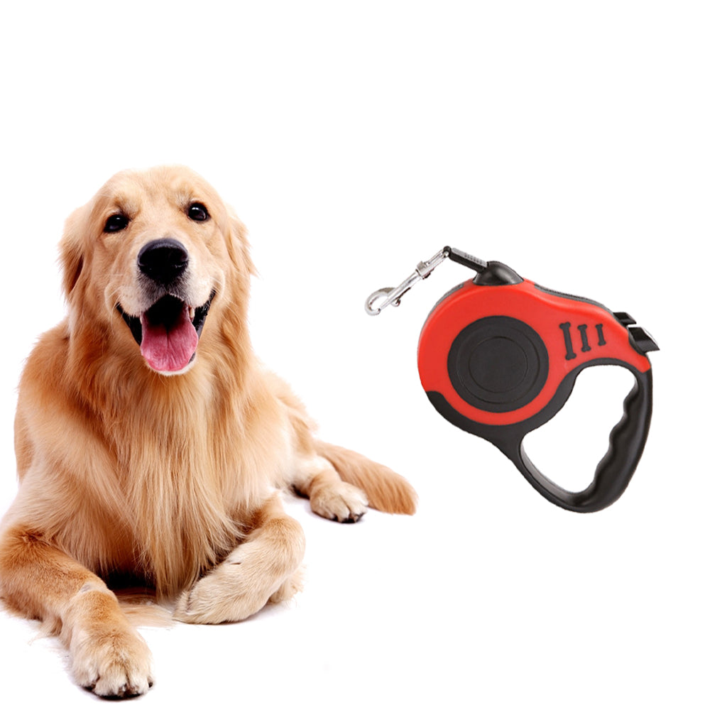 5m Retractable Dog Leash Flexible Dog Training Walking Nylon Lead Red