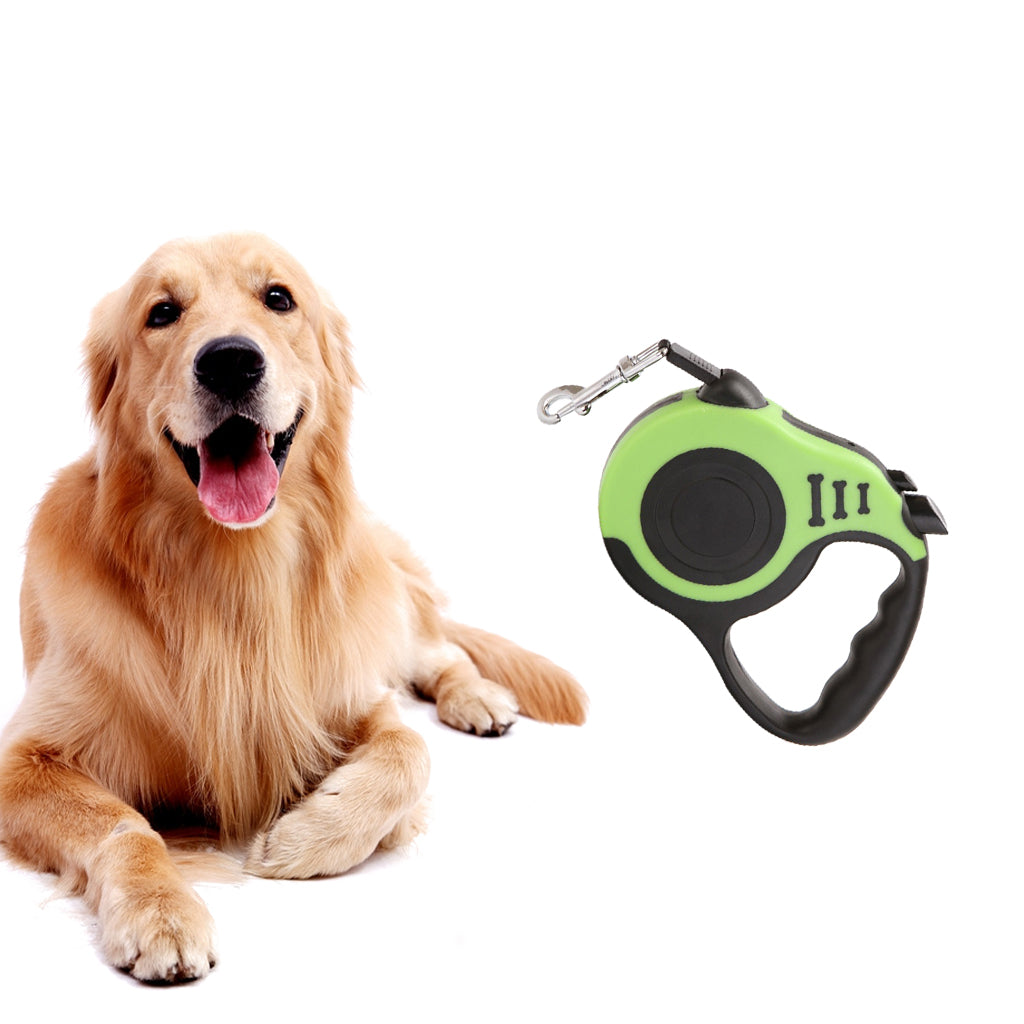 5m Retractable Dog Leash Flexible Dog Training Walking Nylon Lead Green