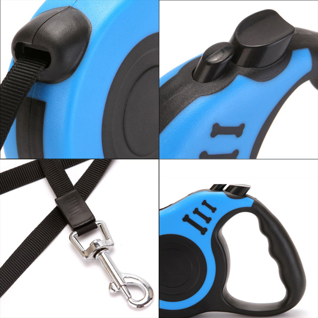 5m Retractable Dog Leash Flexible Dog Training Walking Nylon Lead Blue