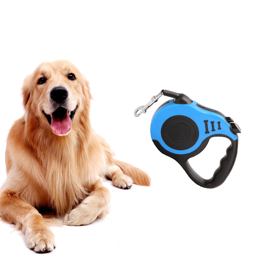 5m Retractable Dog Leash Flexible Dog Training Walking Nylon Lead Blue