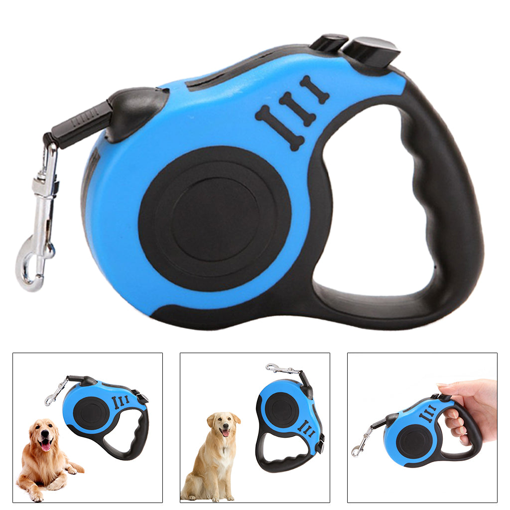 5m Retractable Dog Leash Flexible Dog Training Walking Nylon Lead Blue