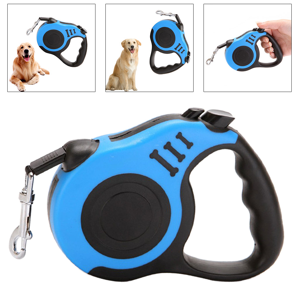 5m Retractable Dog Leash Flexible Dog Training Walking Nylon Lead Blue