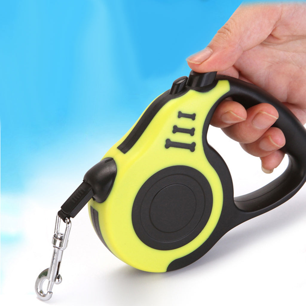 5m Retractable Dog Leash Flexible Dog Training Walking Nylon Lead Yellow