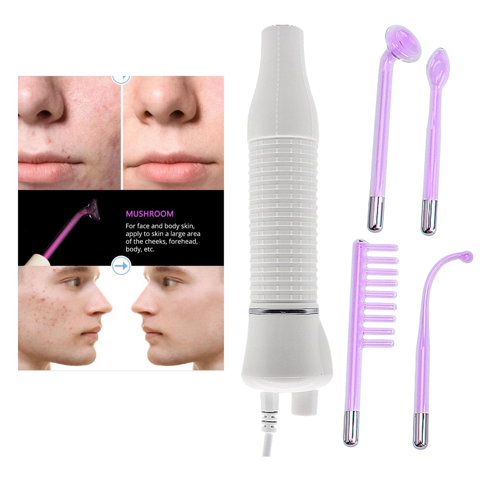 Portable High Frequency Spot Remover w/4 Wand Electronicy-EU Purple Light