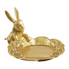 Jewelry Display Tray Golden Rabbit Figurine Earring Organizer Dish Lady Gift