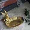 Jewelry Display Tray Golden Rabbit Figurine Earring Organizer Dish Lady Gift