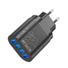 4 USB Ports Hub Wall Charger Power Adapter EU Plug USB Cube Adapter Black