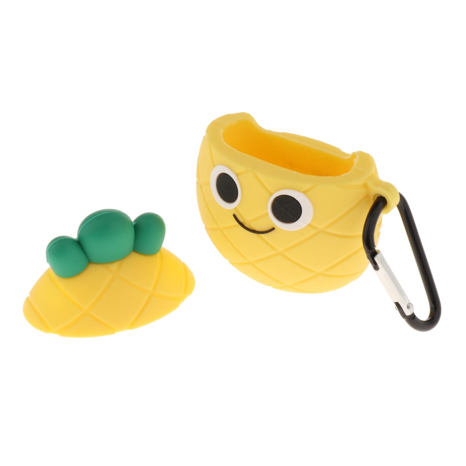 Earbud Case Cartoon Silicone Earphone Case Cover for Airpods 1&2 Pineapple