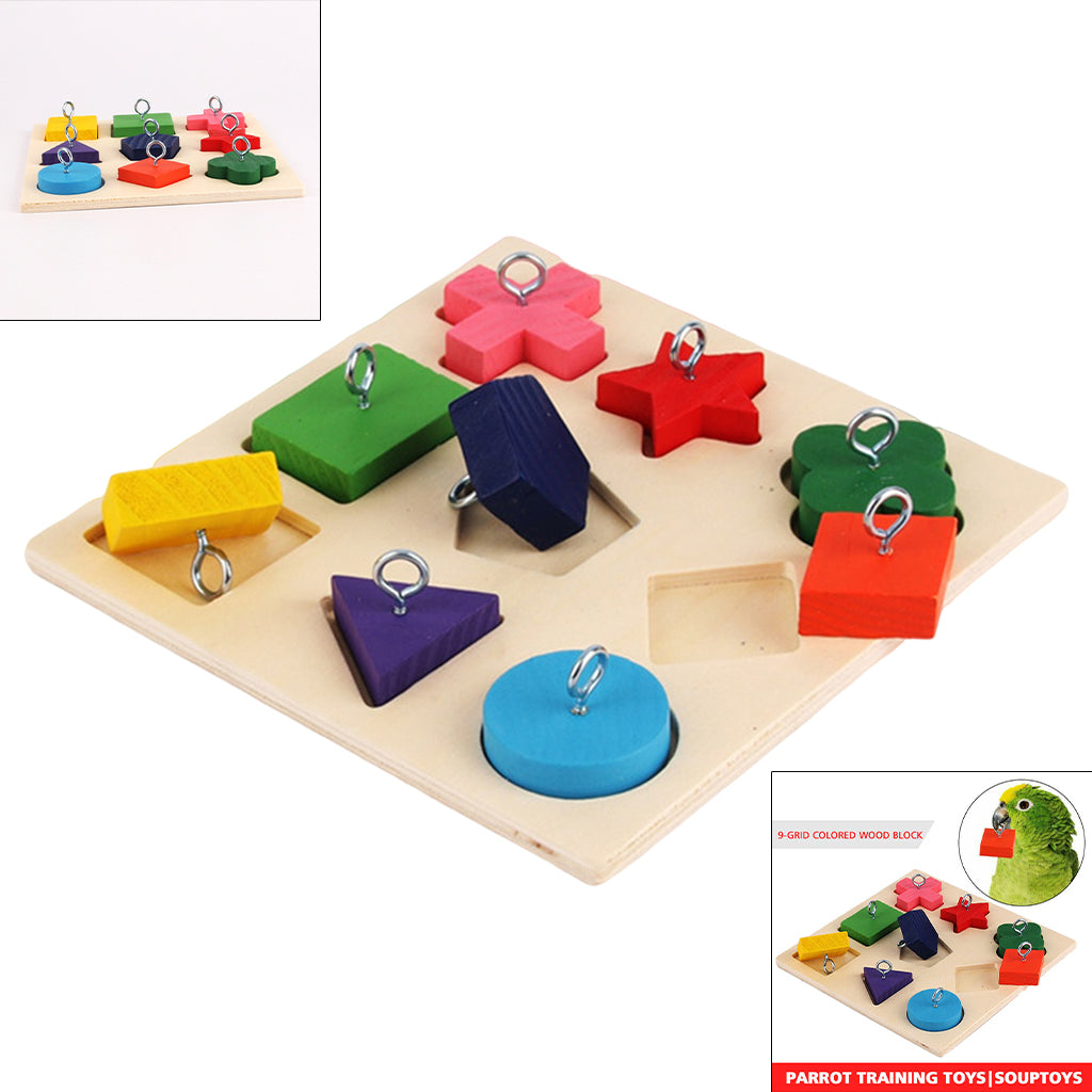 Bird Activity Toy Parrot Cockatiels Smart Training Wooden Puzzle Blocks Toy