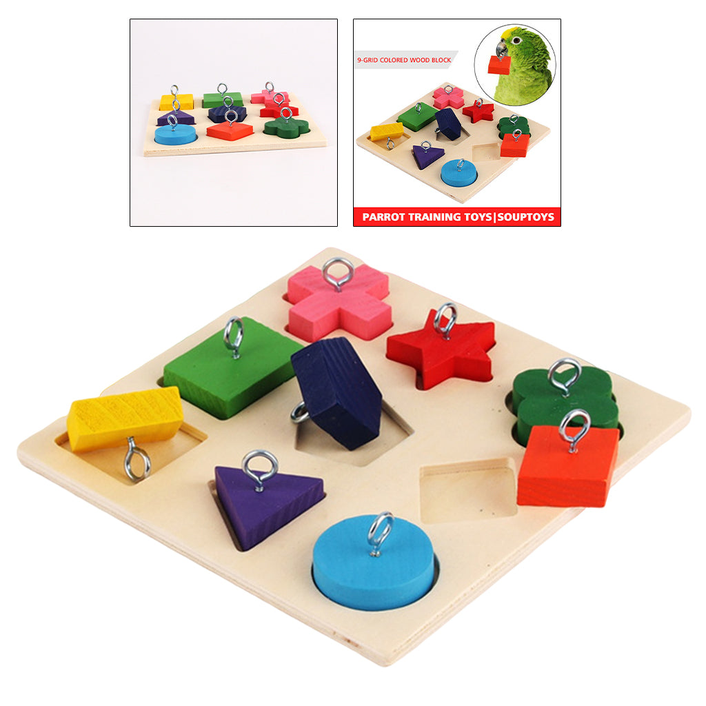 Bird Activity Toy Parrot Cockatiels Smart Training Wooden Puzzle Blocks Toy