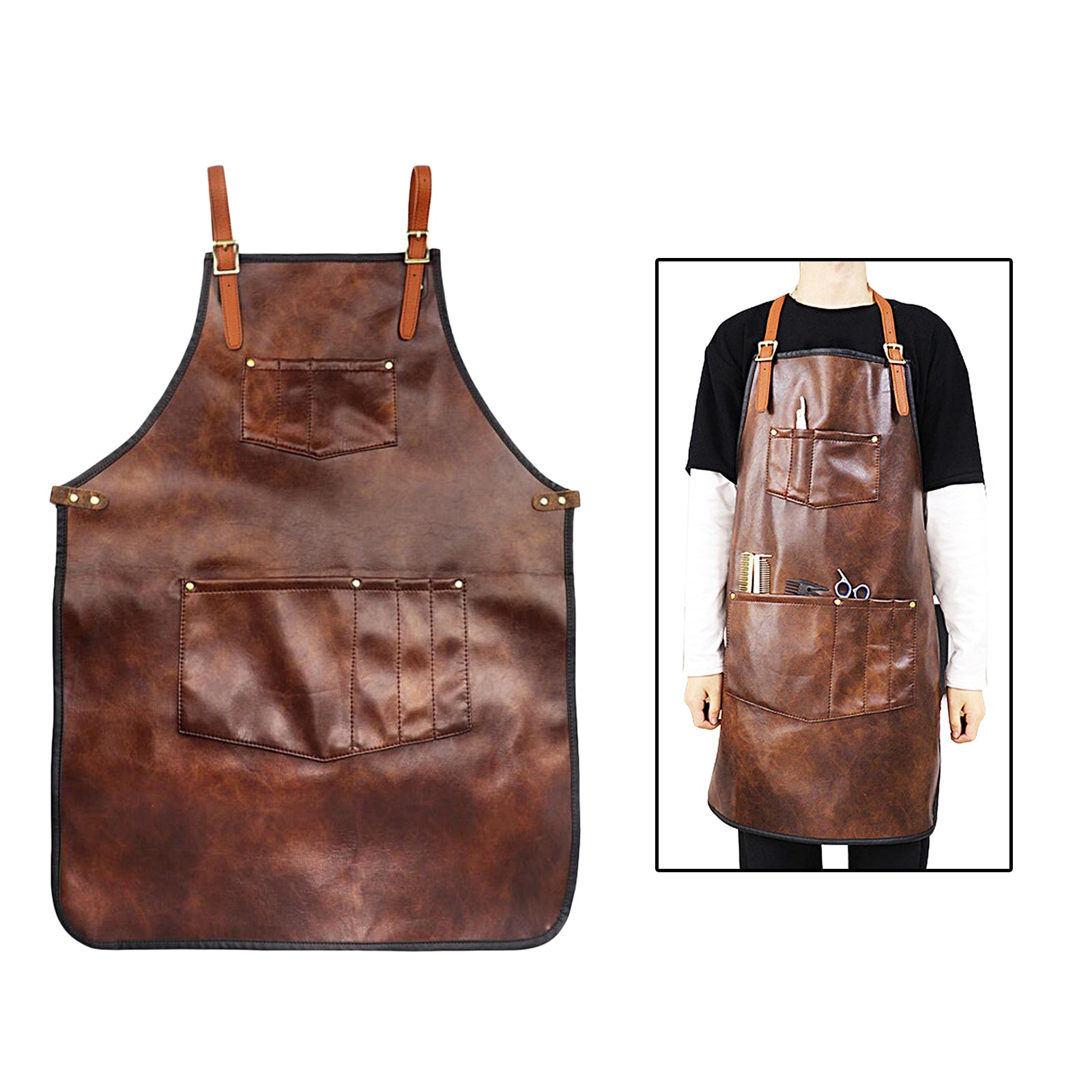 Professional PU Leather Barber Apron Multi-use Heavy Duty Premium Quality B