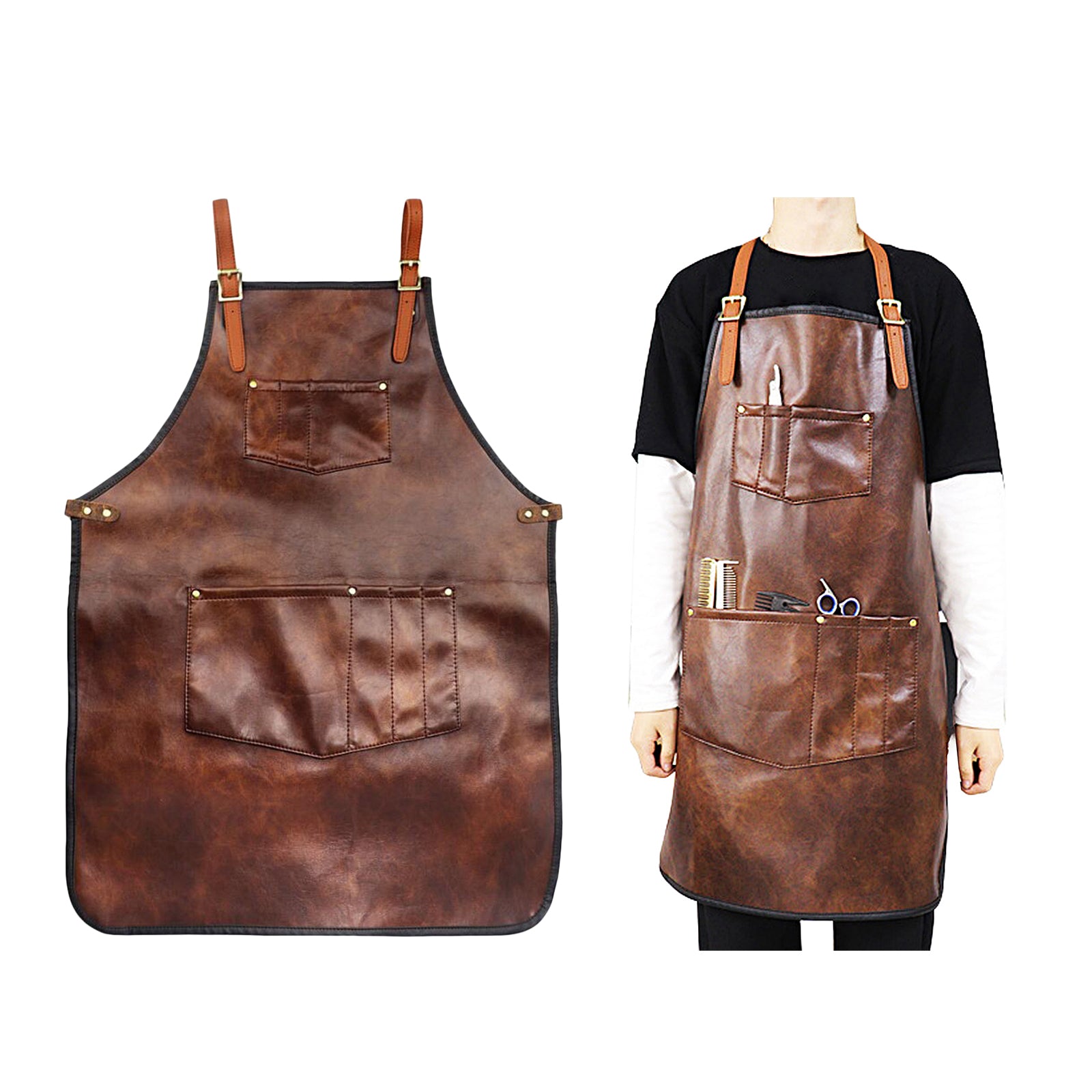 Professional PU Leather Barber Apron Multi-use Heavy Duty Premium Quality B