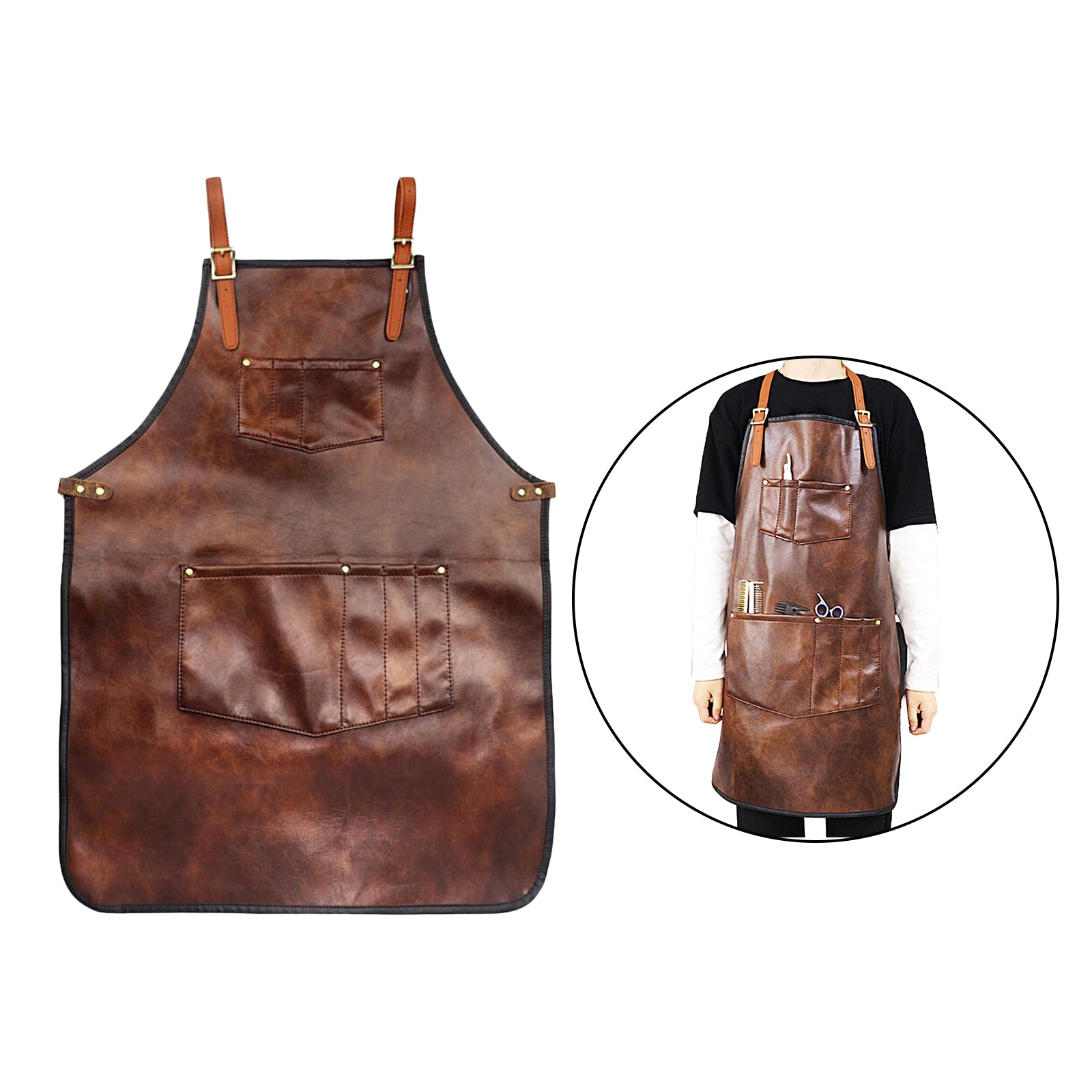 Professional PU Leather Barber Apron Multi-use Heavy Duty Premium Quality B