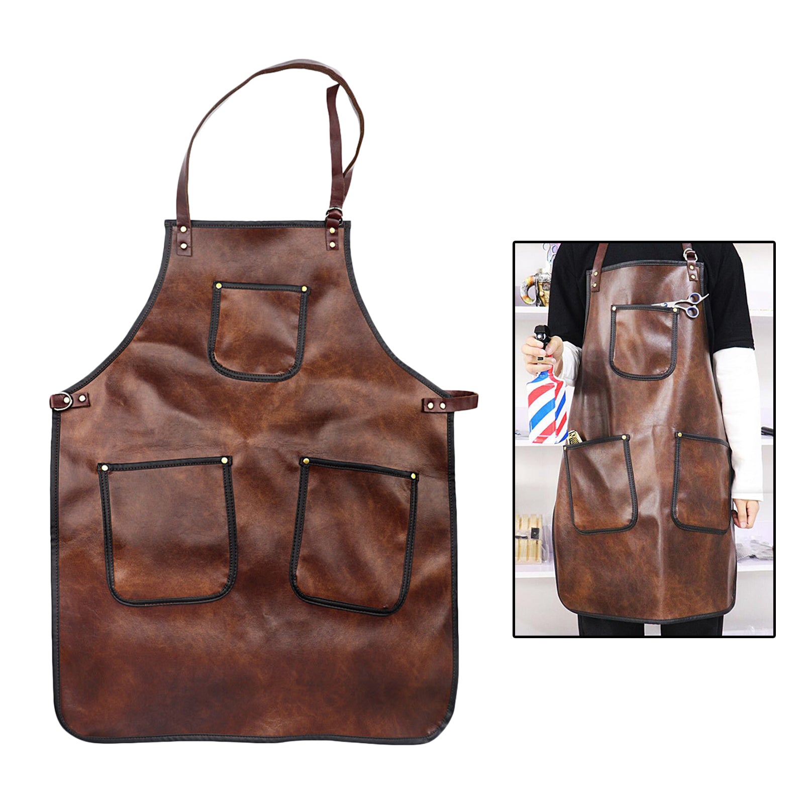 Professional PU Leather Barber Apron Multi-use Heavy Duty Premium Quality A