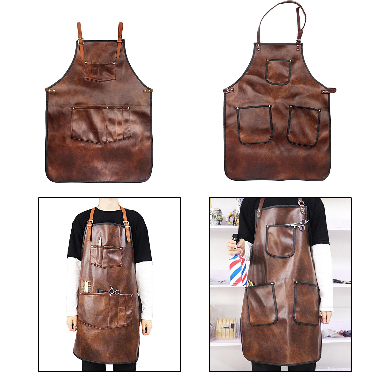 Professional PU Leather Barber Apron Multi-use Heavy Duty Premium Quality A