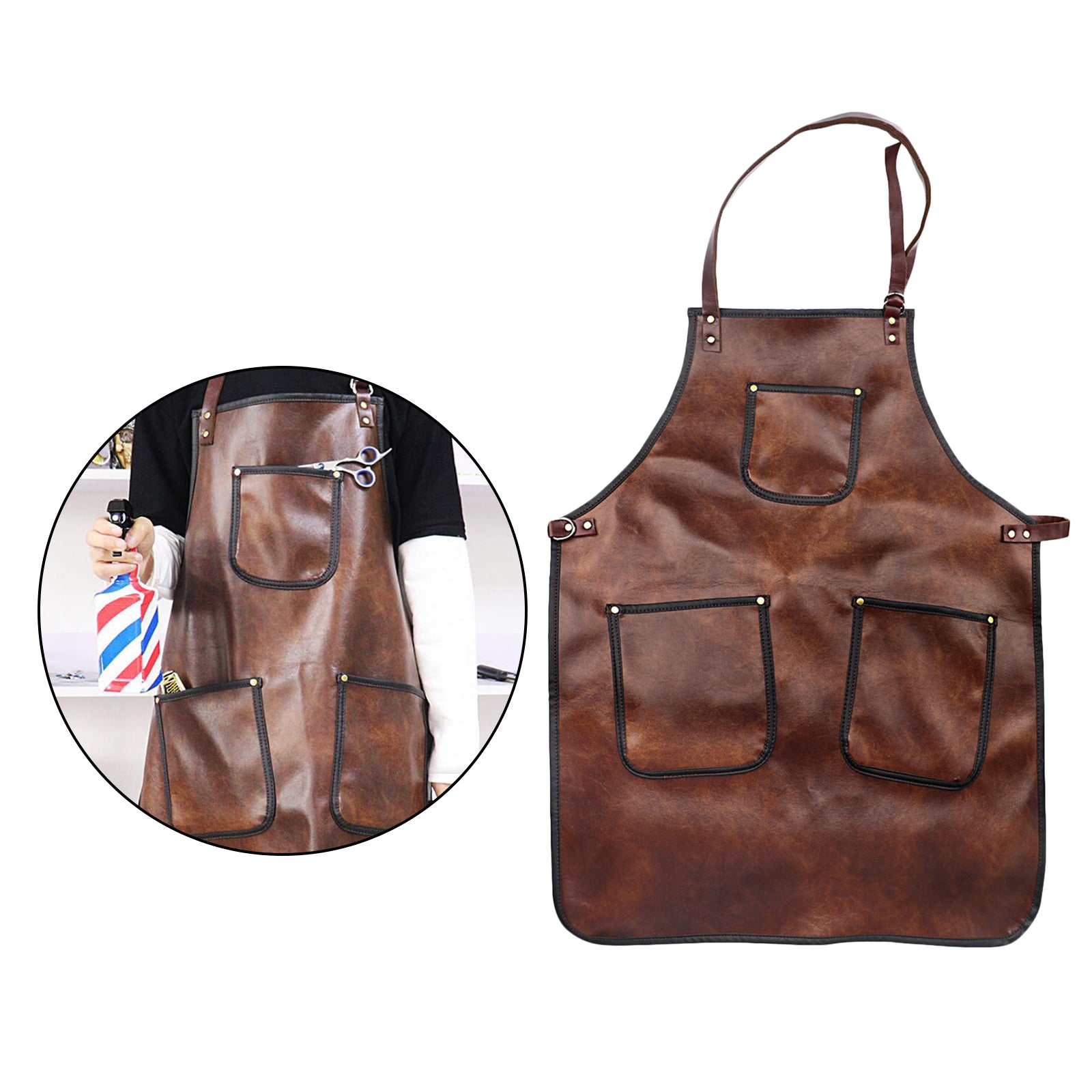 Professional PU Leather Barber Apron Multi-use Heavy Duty Premium Quality A