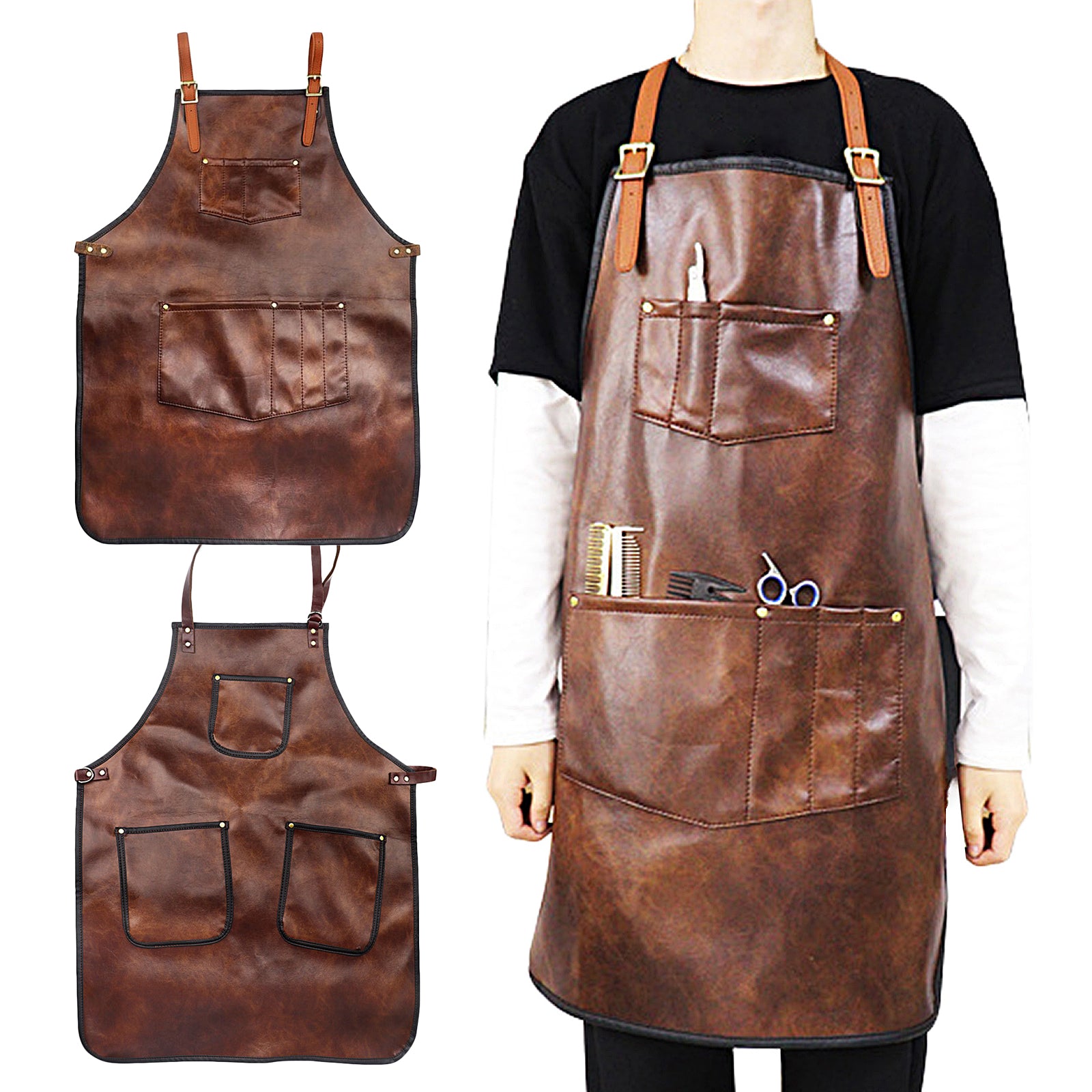 Professional PU Leather Barber Apron Multi-use Heavy Duty Premium Quality A