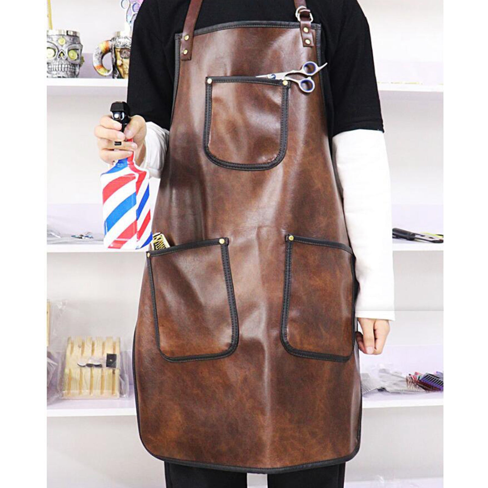 Professional PU Leather Barber Apron Multi-use Heavy Duty Premium Quality A