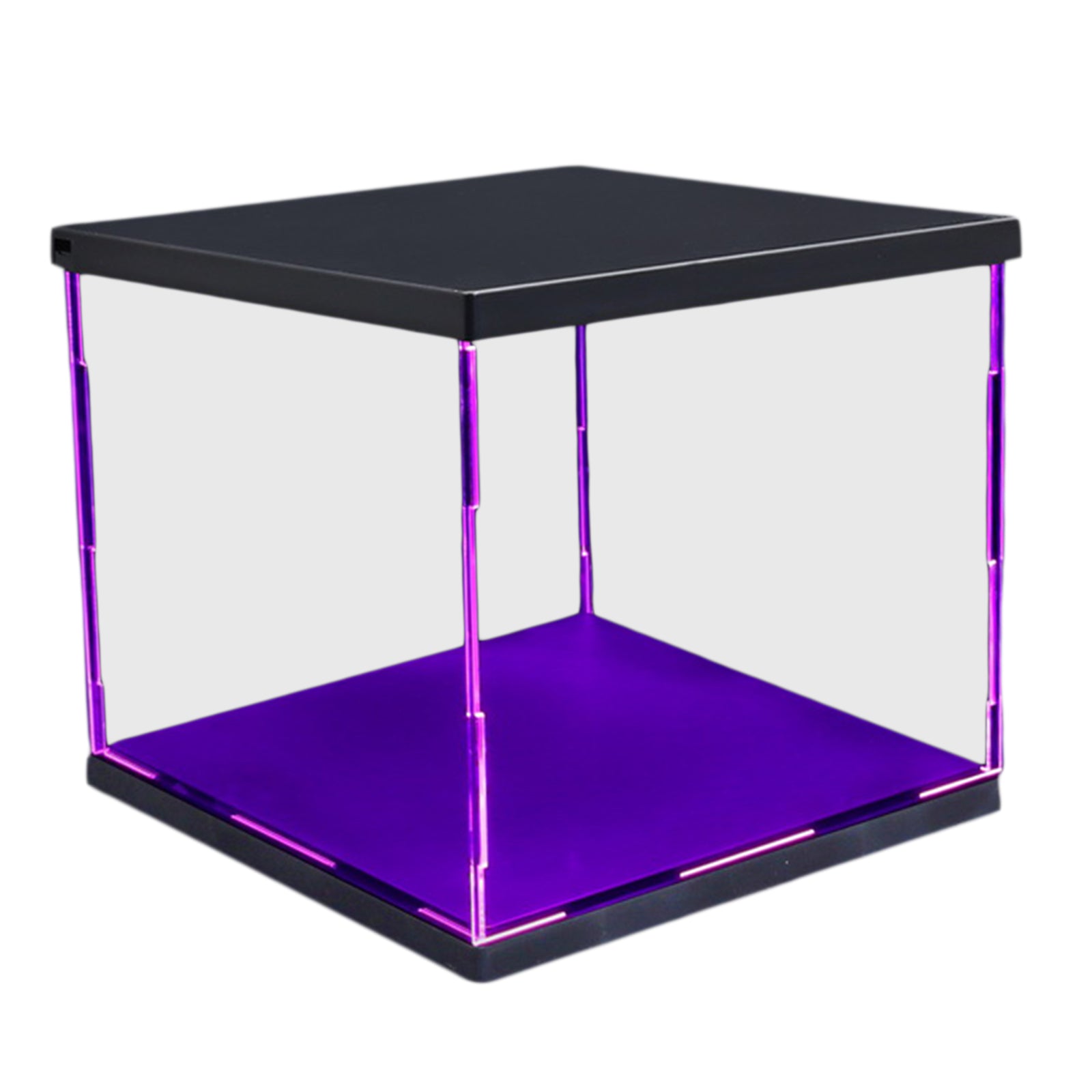 Clear Plastic Display Showcase with LED Light Box for Model Dustproof Purple