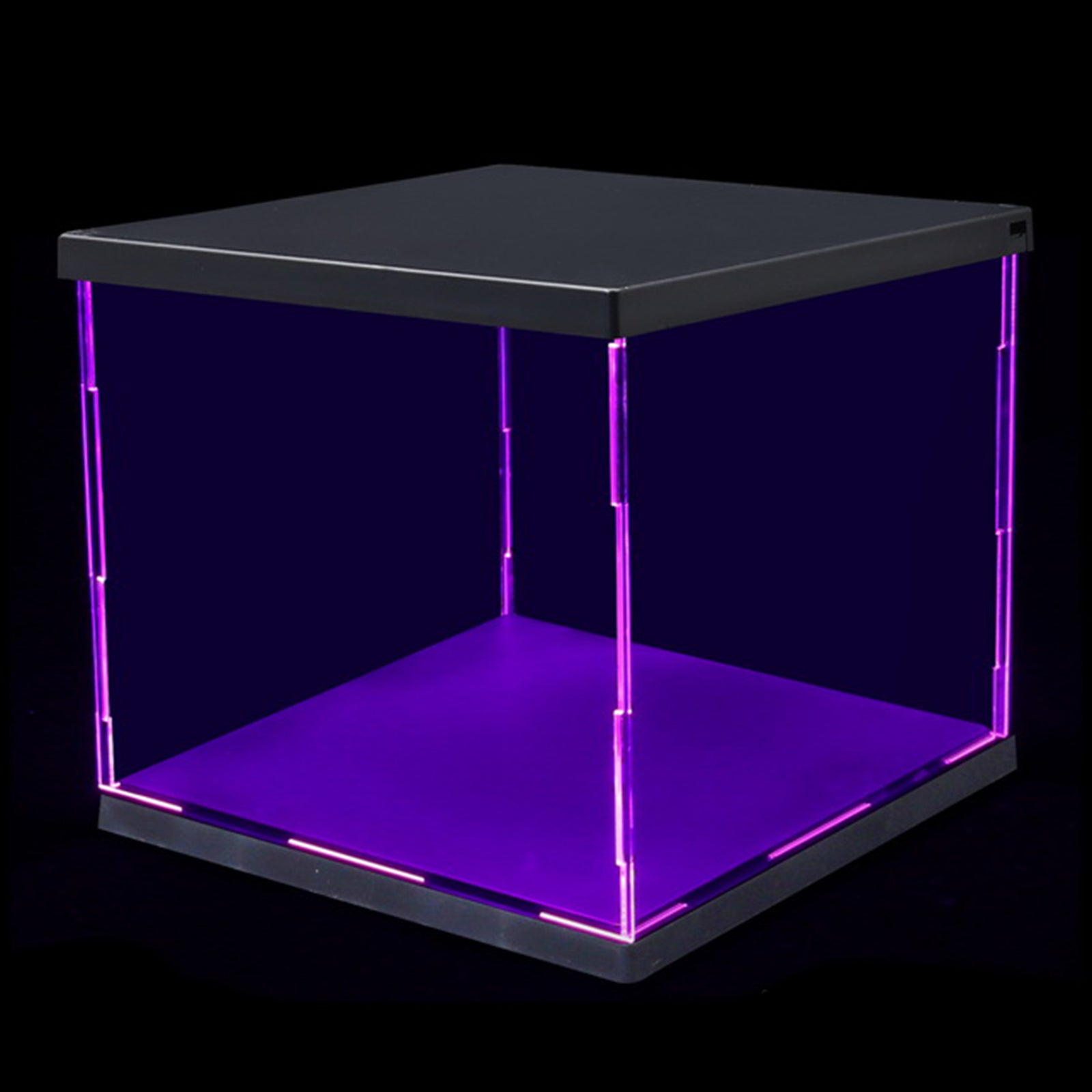 Clear Plastic Display Showcase with LED Light Box for Model Dustproof Purple